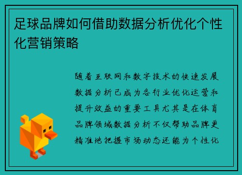足球品牌如何借助数据分析优化个性化营销策略